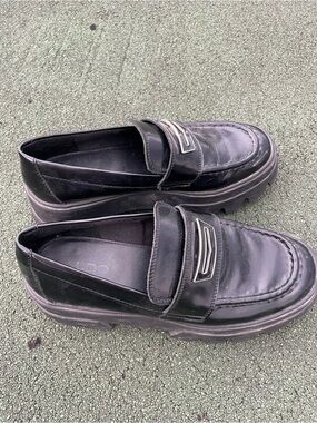 ALDO Black Chunky Platform Loafers Silver Hardware Y2K